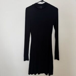 Forever 21 Black Long-Sleeve Ribbed Knit Mini Dress